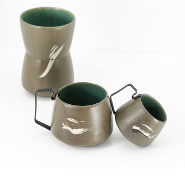 Set of 3 Cups & Mug - Olive Forest