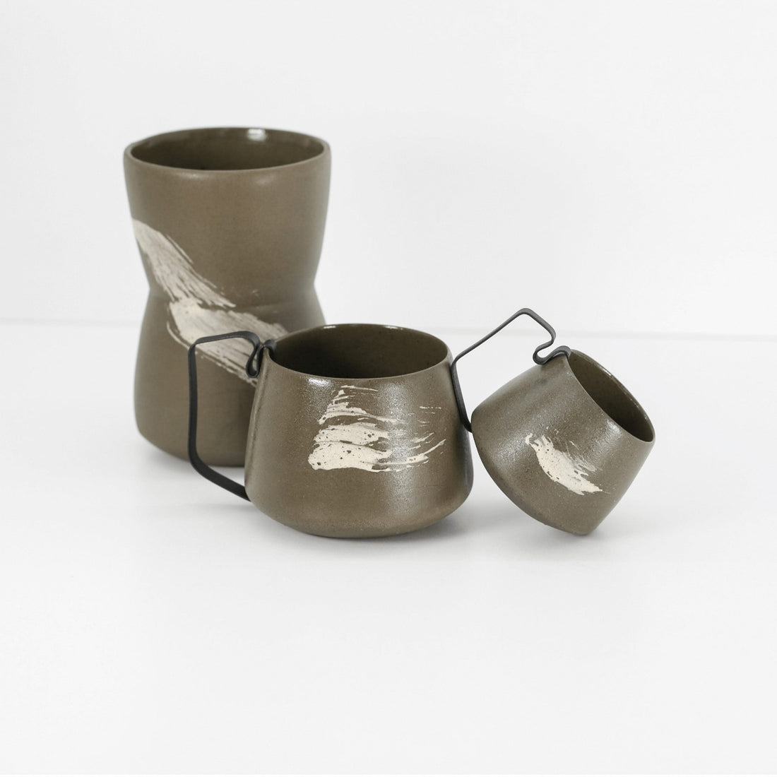 Set of 3 Cups & Mug - Khaki