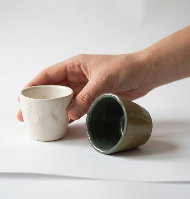 2'li El Yapımı Seramik Single Espresso Bardağı Seti