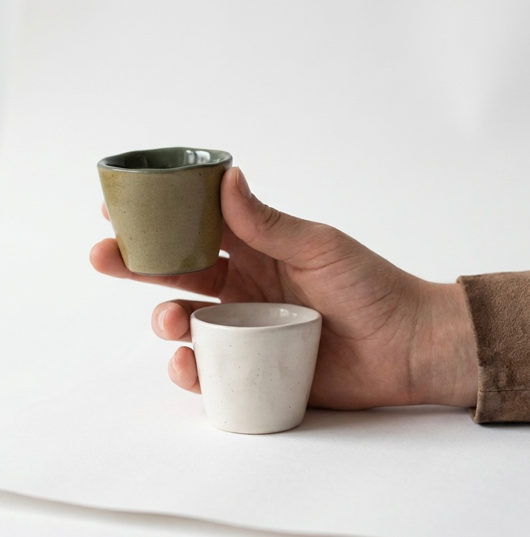 2'li El Yapımı Seramik Single Espresso Bardağı Seti